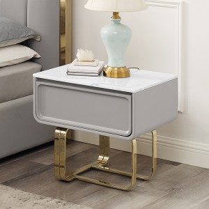 프랑스 골드 스테인레스 스틸 레그 나이트 스탠드 고급 천연 대리석 침대 옆 테이블 캐비닛